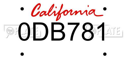 0DB781 California License Plate