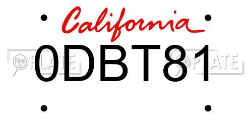 0DBT81 California License Plate