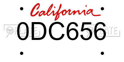 0DC656 California License Plate