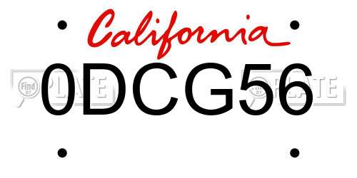 0DCG56 California License Plate