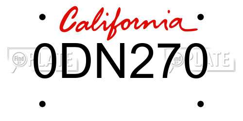 0DN270 California License Plate