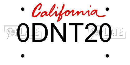 0DNT20 California License Plate