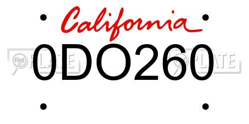 0DO260 California License Plate