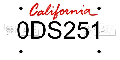 0DS251 California License Plate