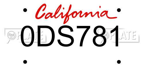 0DS781 California License Plate