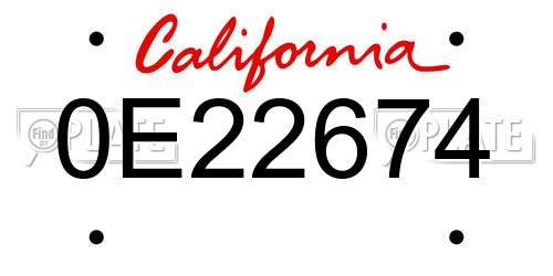 0E22674 California License Plate