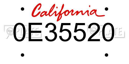0E35520 California License Plate