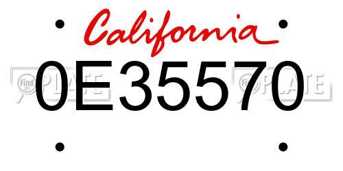 0E35570 California License Plate