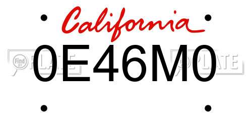 0E46M0 California License Plate
