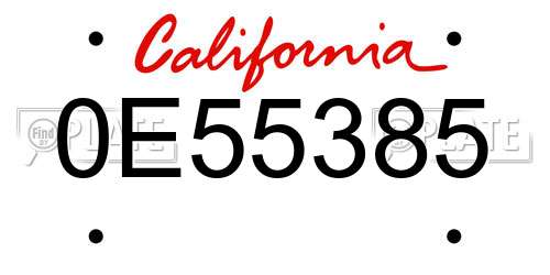 0E55385 California License Plate