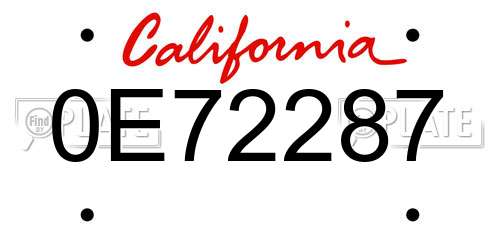 0E72287 California License Plate