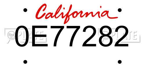 0E77282 California License Plate