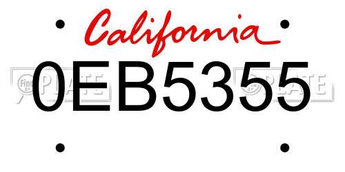 0EB5355 California License Plate