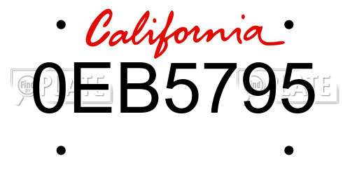 0EB5795 California License Plate