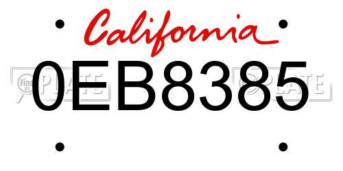 0EB8385 California License Plate