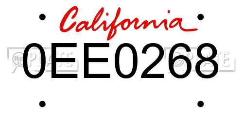 0EE0268 California License Plate