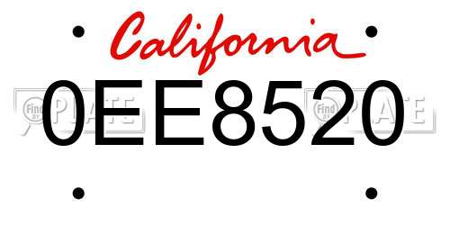 0EE8520 California License Plate