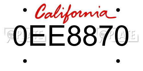0EE8870 California License Plate