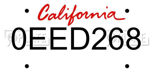 0EED268 California License Plate