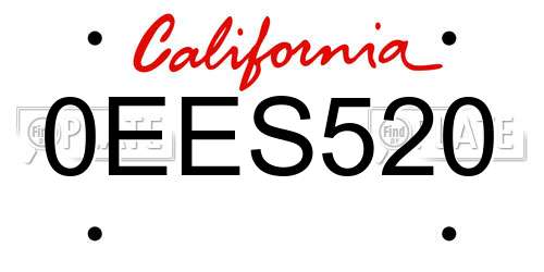 0EES520 California License Plate