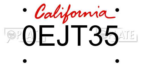 0EJT35 California License Plate