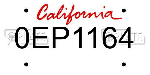 0EP1164 California License Plate