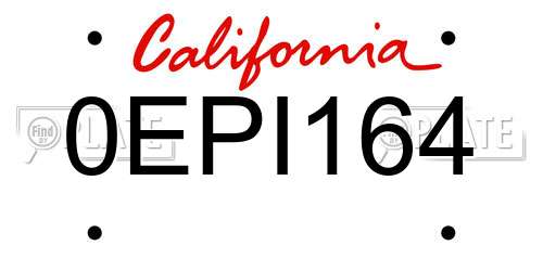 0EPI164 California License Plate