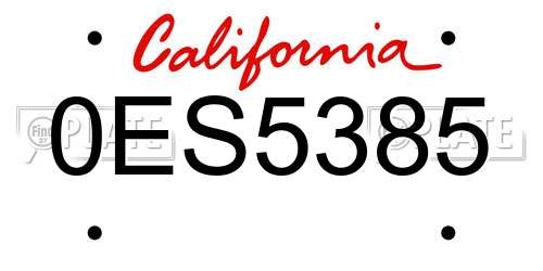 0ES5385 California License Plate
