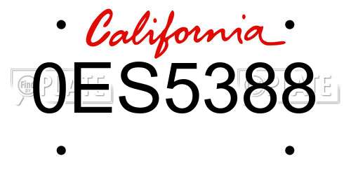 0ES5388 California License Plate