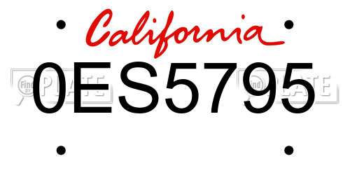 0ES5795 California License Plate