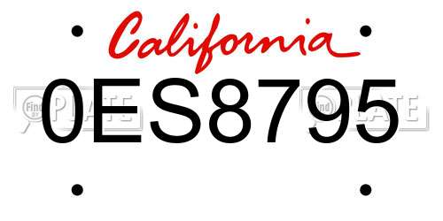 0ES8795 California License Plate