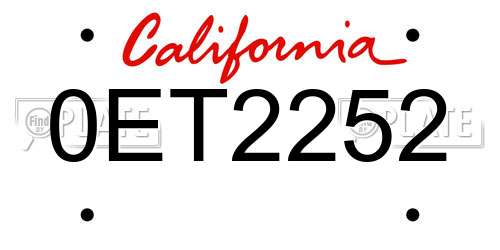 0ET2252 California License Plate