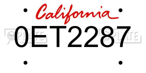 0ET2287 California License Plate