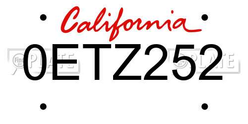 0ETZ252 California License Plate