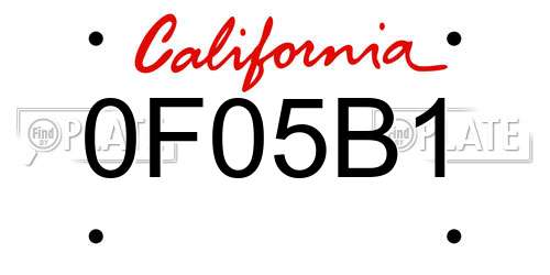 0F05B1 California License Plate