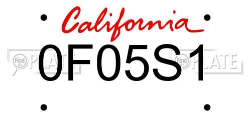0F05S1 California License Plate