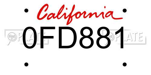 0FD881 California License Plate