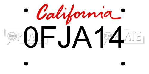 0FJA14 California License Plate