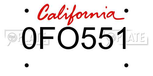 0FO551 California License Plate