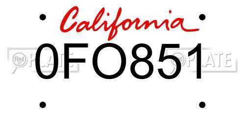 0FO851 California License Plate