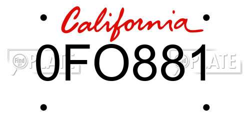 0FO881 California License Plate