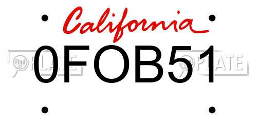 0FOB51 California License Plate