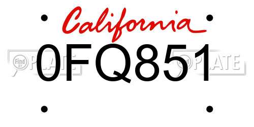 0FQ851 California License Plate