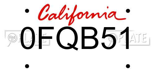 0FQB51 California License Plate