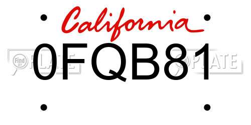 0FQB81 California License Plate