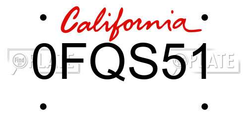 0FQS51 California License Plate
