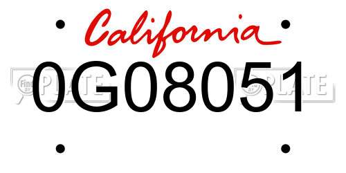 0G08051 California License Plate