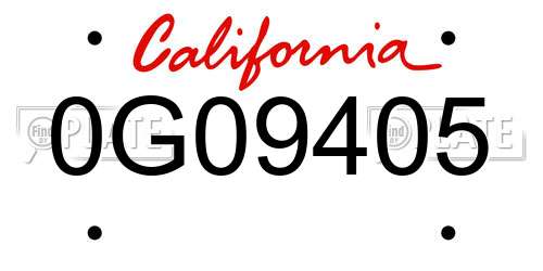 0G09405 California License Plate