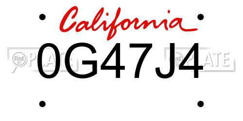 0G47J4 California License Plate