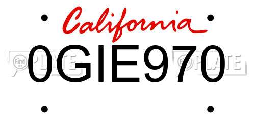 0GIE970 California License Plate